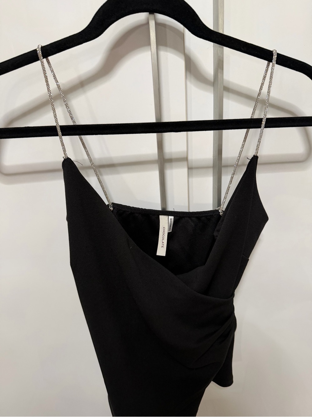 Chic Black Slip tank with Chain Straps